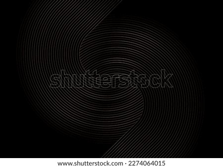 Deluxe golden minimal round lines abstract futuristic tech background. Vector digital art design Royalty-Free Stock Photo #2274064015