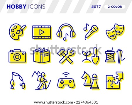 2-color style icon set related to hobby_077