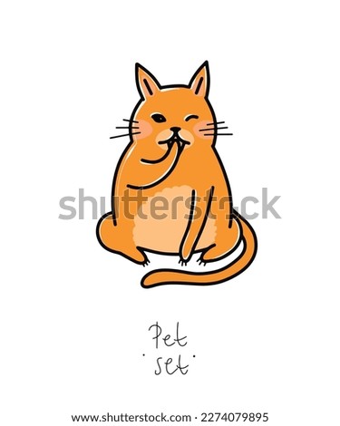 Color clip art of a pet on a white or transparent background. From a vector large set. Hare, hamster, cat, dog, mouse, raccoon, fox, kittens, toys, parrot