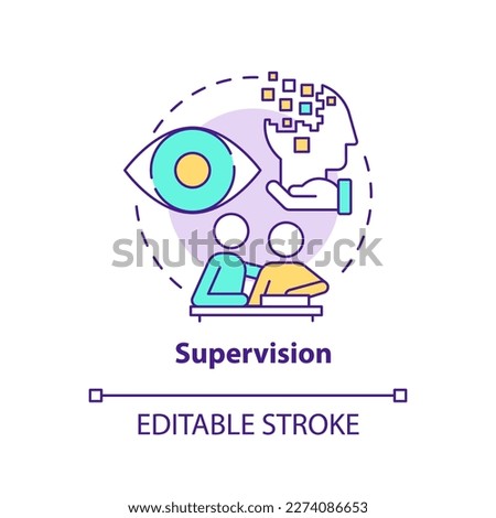 Supervision concept icon. Personal care and companionship service abstract idea thin line illustration. Isolated outline drawing. Editable stroke. Arial, Myriad Pro-Bold fonts used Royalty-Free Stock Photo #2274086653