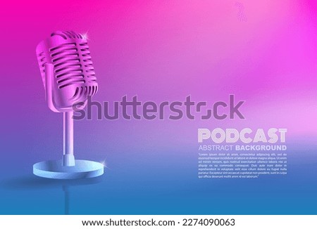 Microphone on Gradient background, broadcasting or podcasting banner with copy space and Bubble Speech