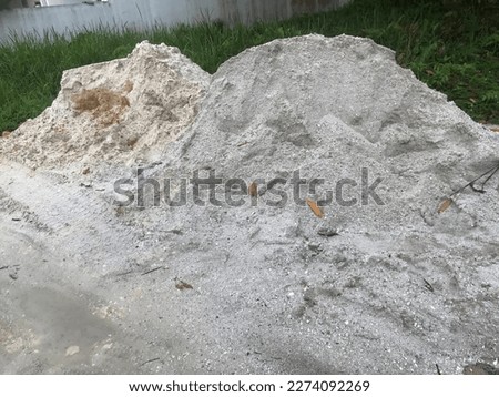 sand on the road for the construction of houses