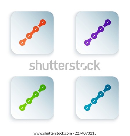Color Bicycle chain icon isolated on white background. Bike chain sprocket transmission. Set colorful icons in square buttons. Vector