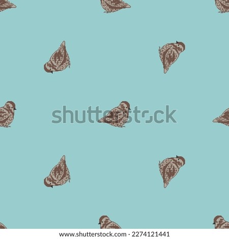 Sparrow pattern seamless. Small bird background. Baby fabric texture