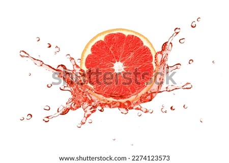 Red grapefruit juice splash isolated on white background. Royalty-Free Stock Photo #2274123573