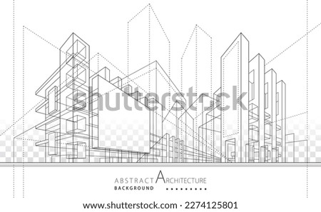 3D illustration linear drawing. Imagination architecture urban building design, architecture modern abstract background. 
 Royalty-Free Stock Photo #2274125801