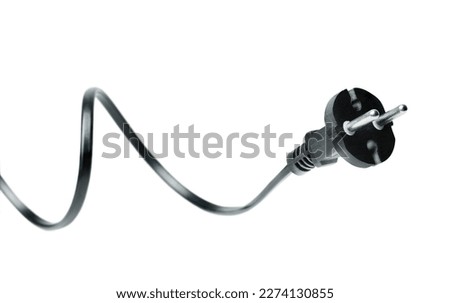 black electrical plug with wire isolated on white background Royalty-Free Stock Photo #2274130855