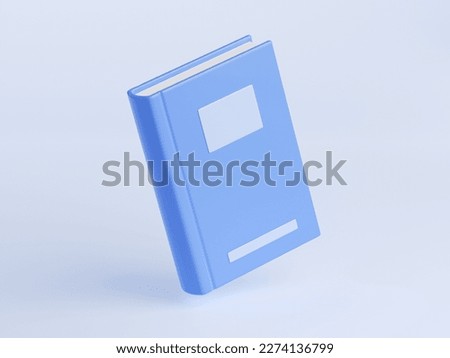 Book with blank blue cover. Literature icon, closed textbook in hardcover isolated on background. Reading, education, knowledge concept, 3d render illustration