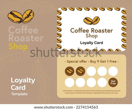 Loyalty Card template , royalty program for coffee shop. Isolated illustration Royalty-Free Stock Photo #2274154563