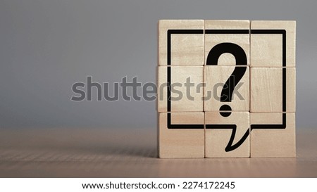 Problem and solution, Root cause analysis  concepts. Question mark symbol for FAQ, Define problems to find answer,test, survey. Question mark sign in wooden cubes with copy space background. Royalty-Free Stock Photo #2274172245
