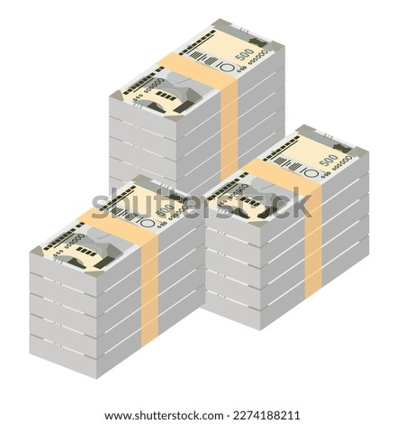 Indian Rupee Vector Illustration. India, Bhutan money set bundle banknotes. Paper money 500 INR. Flat style. Isolated on white background. Simple minimal design. Royalty-Free Stock Photo #2274188211
