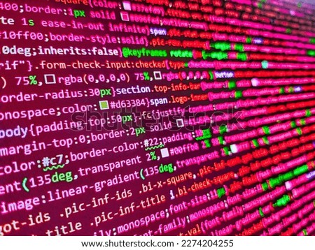 Abstract computer script about big data and blockchain database. Photo of computer digital background. Unsecured and dangerous  code. Programming code abstract background screen of software