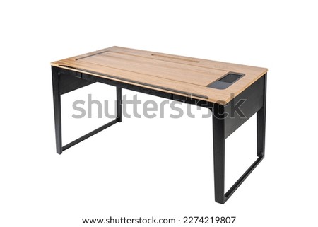 Expensive luxury office table. laptop on the office table isolated on white