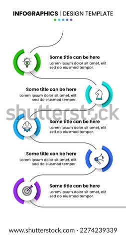 Infographic template with icons and 5 options or steps. Vertical timeline. Can be used for workflow layout, diagram, banner, webdesign. Vector illustration Royalty-Free Stock Photo #2274239339
