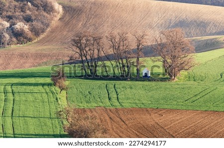 Beautiful rolling landscape in South Moravia called Moravian Tuscany. Royalty-Free Stock Photo #2274294177