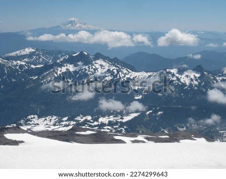 View of Cascade Mountain Range, Hiking to Camp Muir on Mount Rainier 