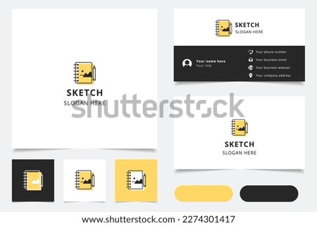 Sketch logo design with editable slogan. Branding book and business card template.