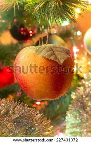 Colorful apple on Christmas Tree