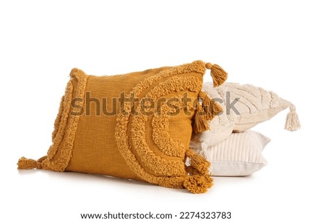 Stylish soft pillows isolated on white background Royalty-Free Stock Photo #2274323783