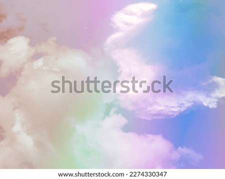 beauty sweet pastel brown blue colorful with fluffy clouds on sky. multi color rainbow image. abstract fantasy growing light