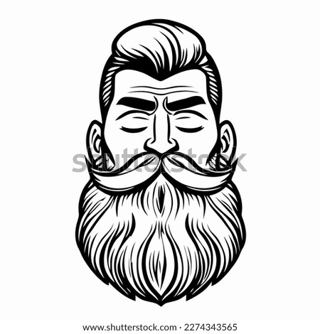 Bearded hipster man face portrait sketch drawing. Hairstyle head guy. Barbershop emblem, logo concept. Profile avatar character. Bearded male silhouette. Black vector illustration isolated on white. Royalty-Free Stock Photo #2274343565