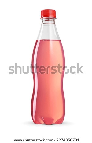 Pink soda sparkling water in a plastic bottle isolated on white background. Royalty-Free Stock Photo #2274350731