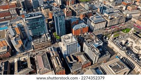 Aerial photo of Belfast City Skyline Cityscape Northern Ireland