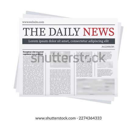 Vector mock up of a blank daily newspaper. Fully editable whole newspaper in clipping mask. Vector stock illustration