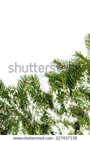 Christmas background with snow isolated on white