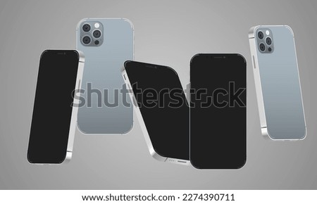 Flat design smart phone in different angles