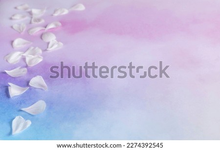 romantic petals flying across dreamy watercolor background