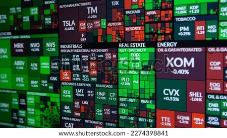 Display of stock market quotes on computer screen. Stock market concept. Royalty-Free Stock Photo #2274398841