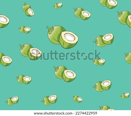 Vector seamless tender coconut pattern background. Royalty-Free Stock Photo #2274422959