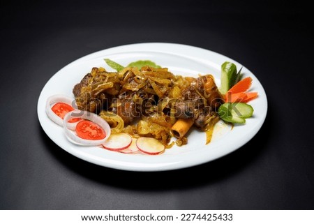 Afghan Do Pyaza Food Special Cuisine isolated on black background