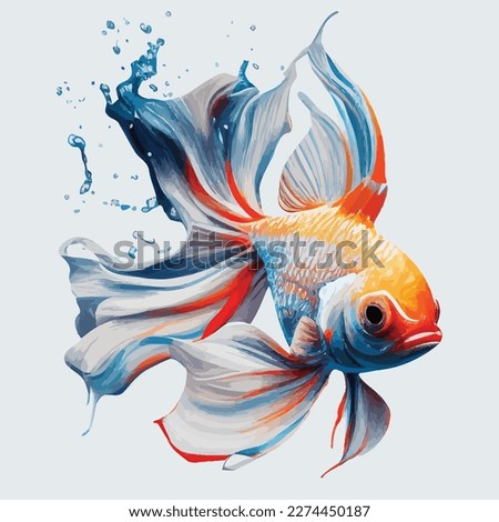 golden fish in water . vector illustration