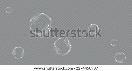 Collection of realistic soap bubbles. Bubbles are located on a transparent background. Vector flying soap bubble. Bubble PNG Water glass bubble realistic png Royalty-Free Stock Photo #2274450987