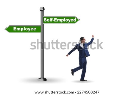 Concept of choosing self-employed versus employment Royalty-Free Stock Photo #2274508247