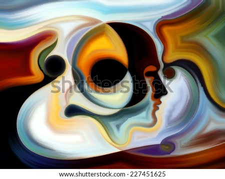 Colors of the Mind series. Backdrop composed of elements of human face, and colorful abstract shapes and suitable for use in the projects on mind, reason, thought, emotion and spirituality