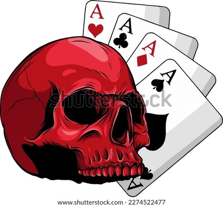 Poker face-Skull and four aces vector illustration