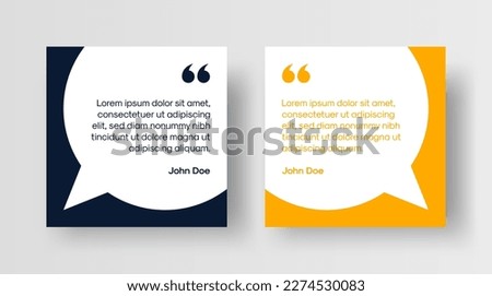 Speech Bubble Quote Template Set. Blank Speech Bubble Frame with Quotation Marks and Copy Space for Quotes. Modern Speech Bubble Quote Design Template. Stock Vector.
