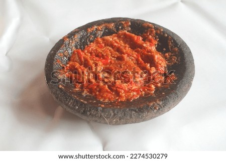 chili paste in the stone mortar, chili paste
