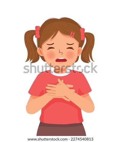 Cute little girl having difficulty breathing because of asthma attack Royalty-Free Stock Photo #2274540813