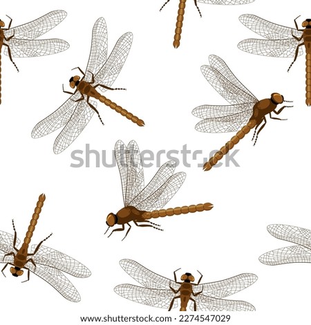 Vector seamless pattern with dragonflies. Creative texture for fabric, wrapping, textile, wallpaper, apparel. Summer abstract ornament. Simple minimalistic print with dragonfly insects. Vector