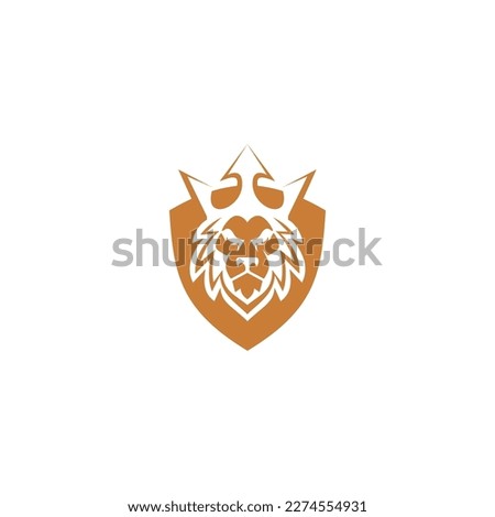lion head logo design with a house on it