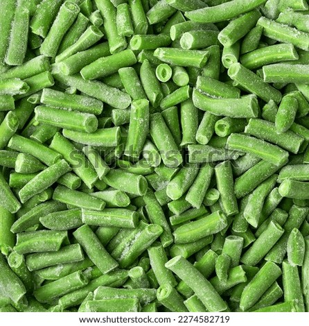 Frozen vegetable for cooking green beans texture. frozen bush beans are green beans. Royalty-Free Stock Photo #2274582719