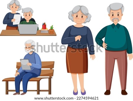 Set of old people characters illustration