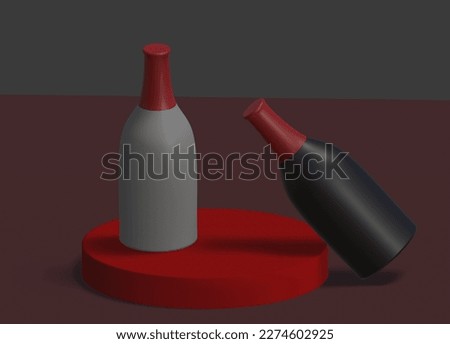 3D rendering. Minimal concept of bottle illustration. Minimalist bottle mockup.