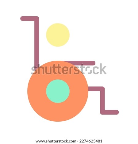Person with disability flat color ui icon. Figure sitting in wheelchair. Inclusion program. Simple filled element for mobile app. Colorful solid pictogram. Vector isolated RGB illustration