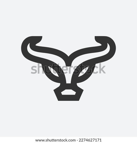 simple bull line icon logo vector design, abstract modern logo pictogram design of bull or buffalo.