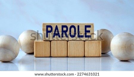 PAROLE - word on wooden cubes on a light background with balls. Info concept